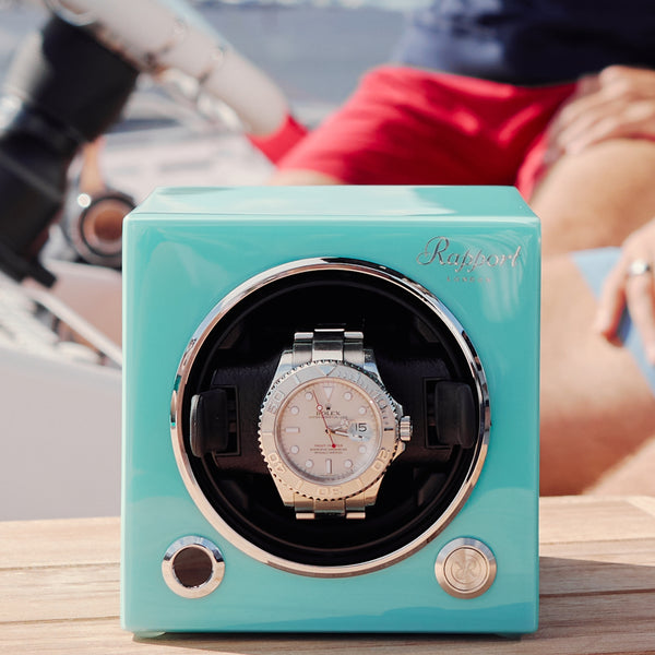 Rapport London EVO Single Watch Winder Aqua - Limited Edition
