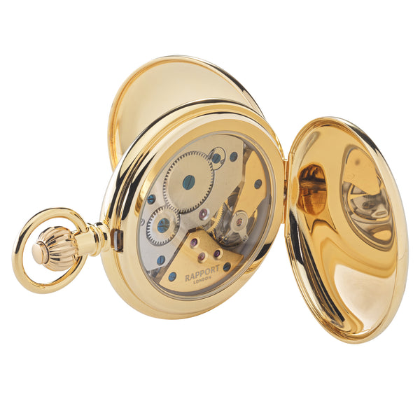 Rapport London Mechanical Double Hunter Pocket Watch - Gold