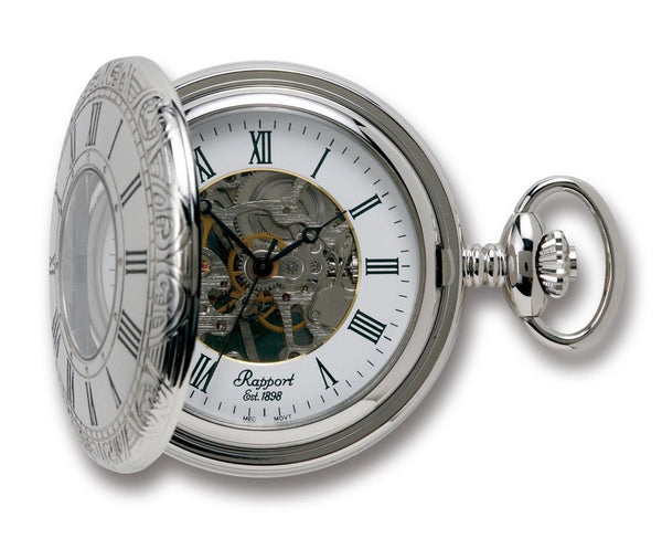 Rapport London Mechanical Half Hunter Pocket Watch - Silver