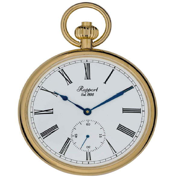 rapport london Open Face Gold Plated Pocket Watch 52mm | Luxury Pocket Watch | Rapport London