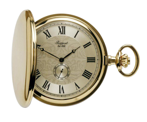 rapport london Quartz Full Hunter Gold Plated Pocket Watch with Champagne Dial | Luxury Pocket Watch | Rapport London