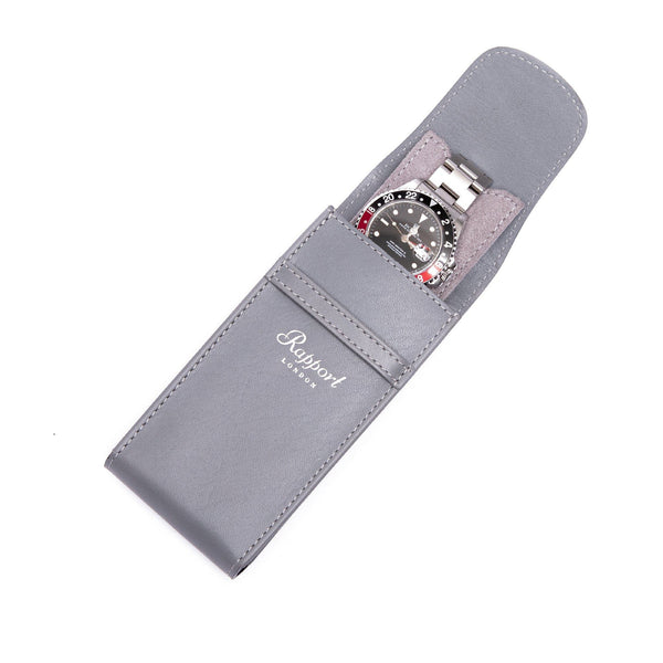 rapport london Hyde Park Leather Watch Pouch - Grey