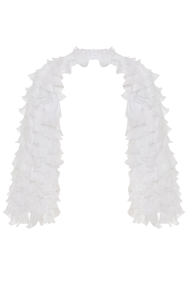 Rasario Chiffon Bolero With Flounces White 044BL002 – RASARIO