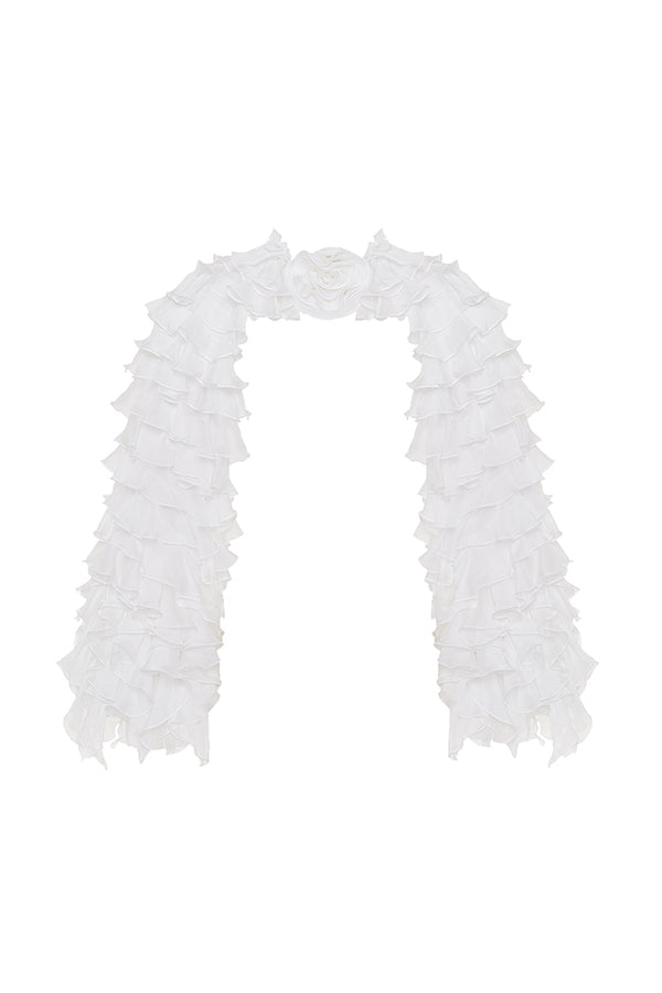 rasario Chiffon bolero with flounces white 044BL002 – RASARIO