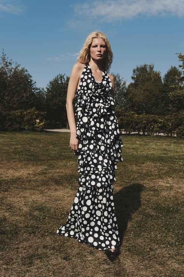 Rasario Chiffon Maxi Dress Black/white 110DX001 – RASARIO