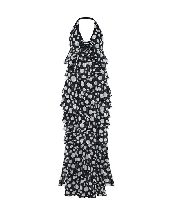 rasario Chiffon maxi dress black/white 110DX001 – RASARIO
