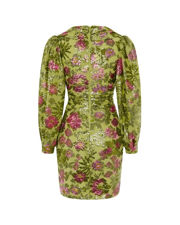 Rasario Chiffon Mini Dress With Sequins Green 135DN008 – RASARIO