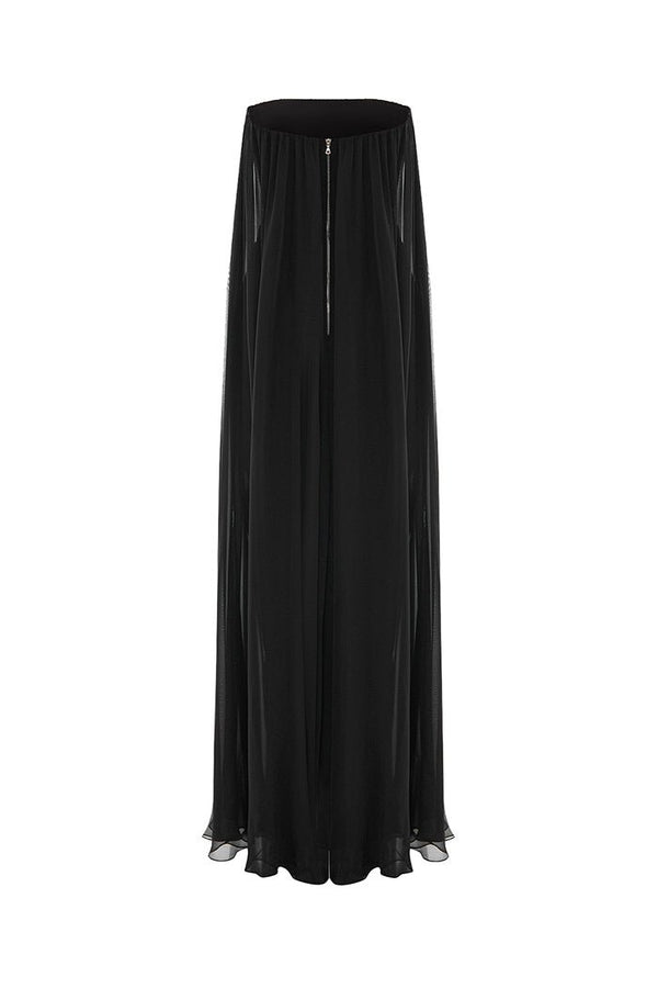 Rasario Crepe And Silk Chiffon Corset Gown Black S094G010 – RASARIO