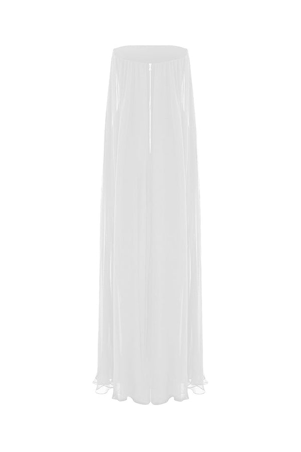 Rasario Crepe And Silk Chiffon Corset Gown White S094G020 – RASARIO