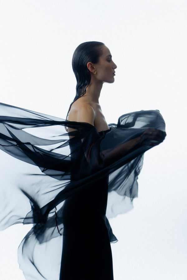 Rasario Crepe And Silk Chiffon Corset Gown White S094G020 – RASARIO