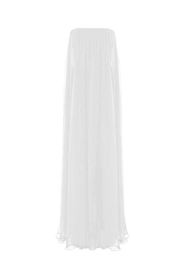 rasario Crepe and silk chiffon corset gown white S094G020 – RASARIO
