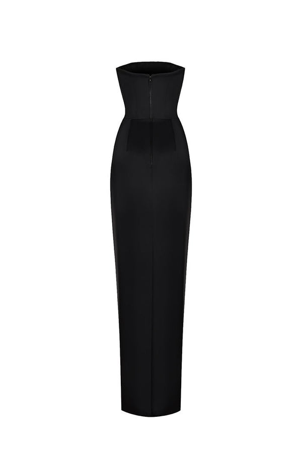 Rasario Crepe Corset Maxi Dress Black S093P010 – RASARIO