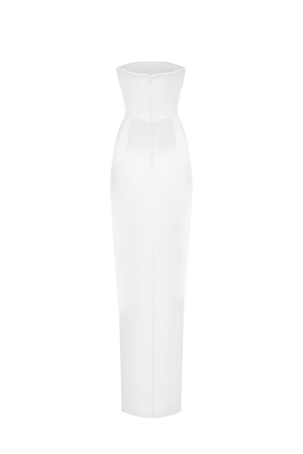 Rasario Crepe Corset Maxi Dress White S093P020 – RASARIO
