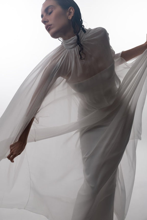 Rasario Crepe Corset Maxi Dress White S093P020 – RASARIO