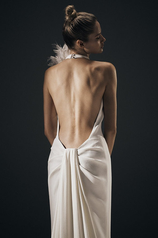 Rasario Crepe Maxi Dress With An Opened Back B006G020 – RASARIO