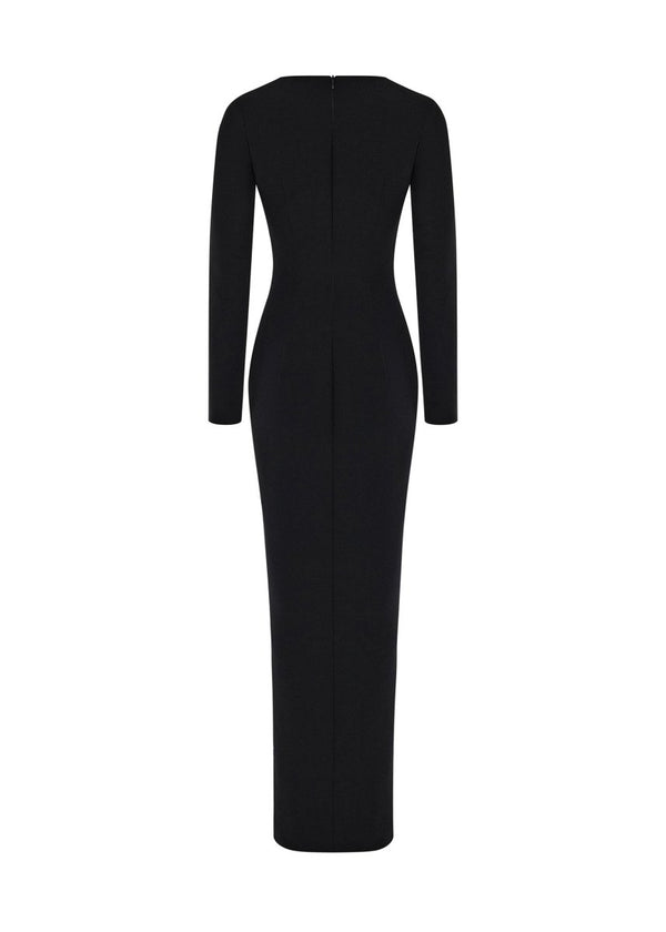 Rasario Crepe Maxi Dress With Cutouts Black 050DX001 – RASARIO