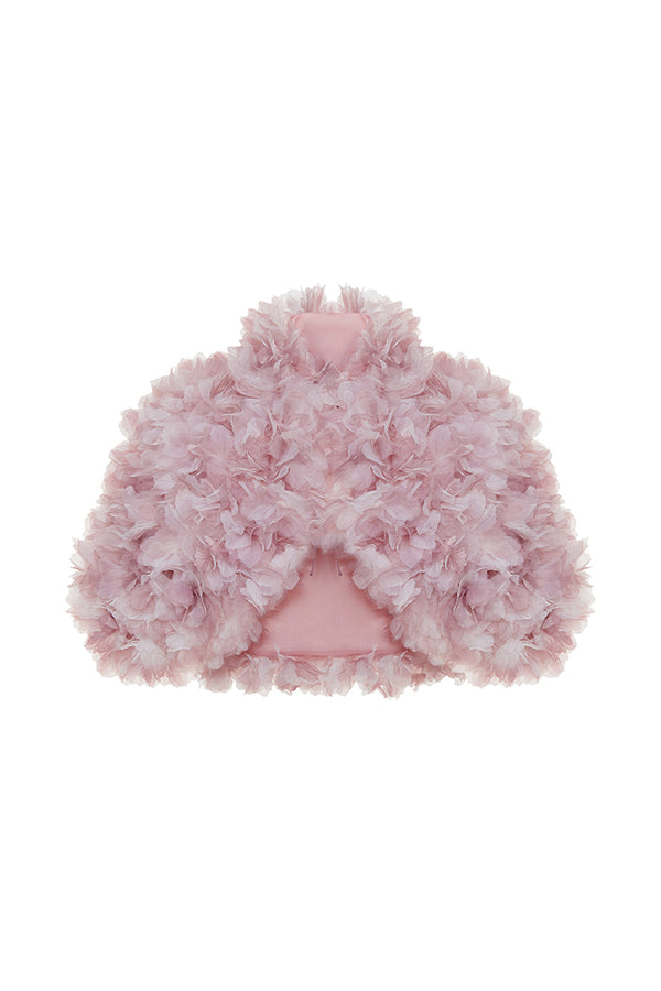 rasario Cropped bolero with a floral trim light pink 065BL029 – RASARIO