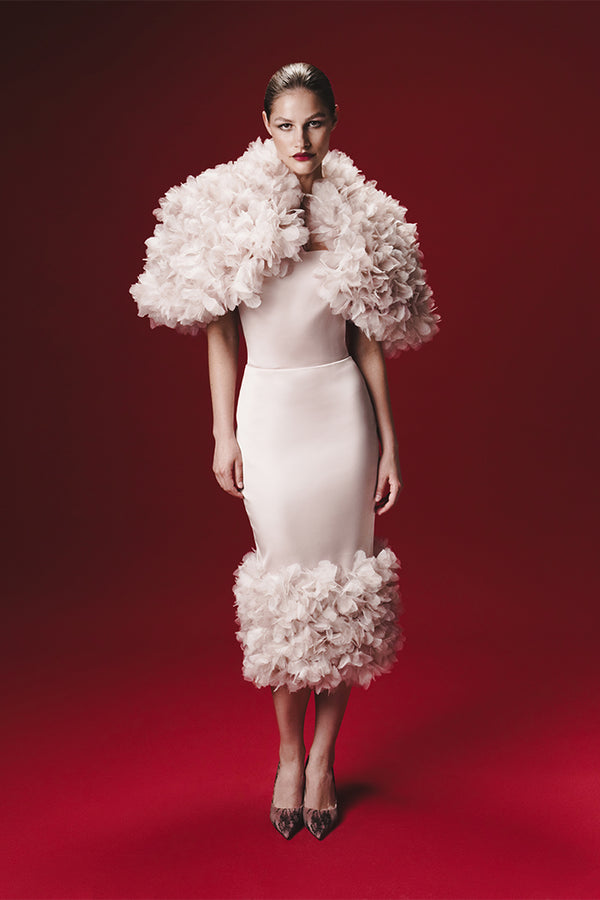 Rasario Cropped Bolero With A Floral Trim White 065BL002 – RASARIO