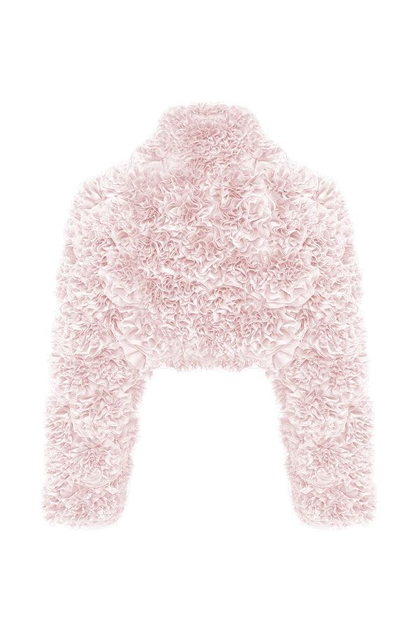 Rasario Cropped Chiffon Jacket With Ruffles Light Pink 014BZ029 – RASARIO