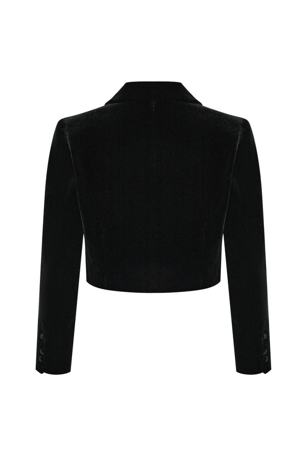 Rasario Cropped Velvet Jacket Black 071BZ001 – RASARIO