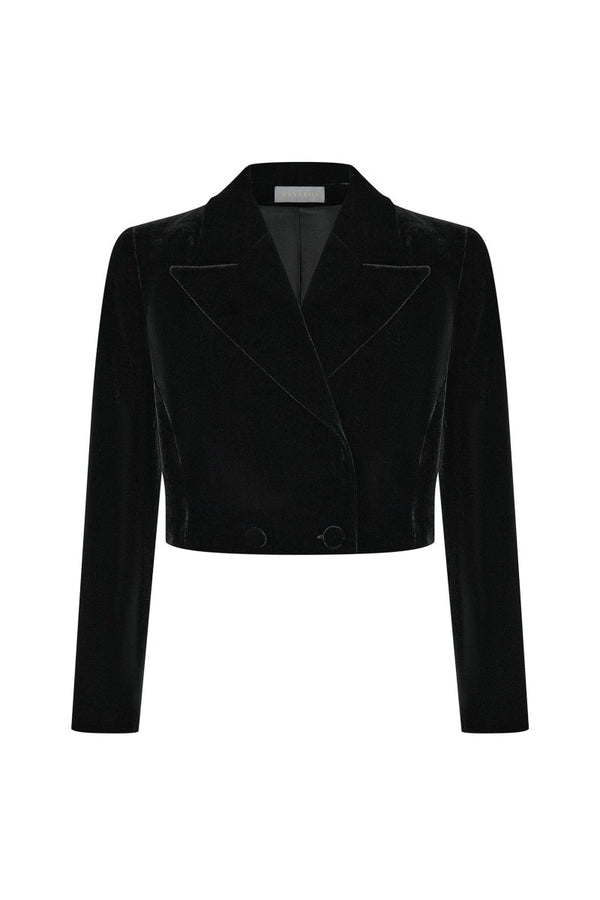 rasario Cropped velvet jacket black 071BZ001 – RASARIO