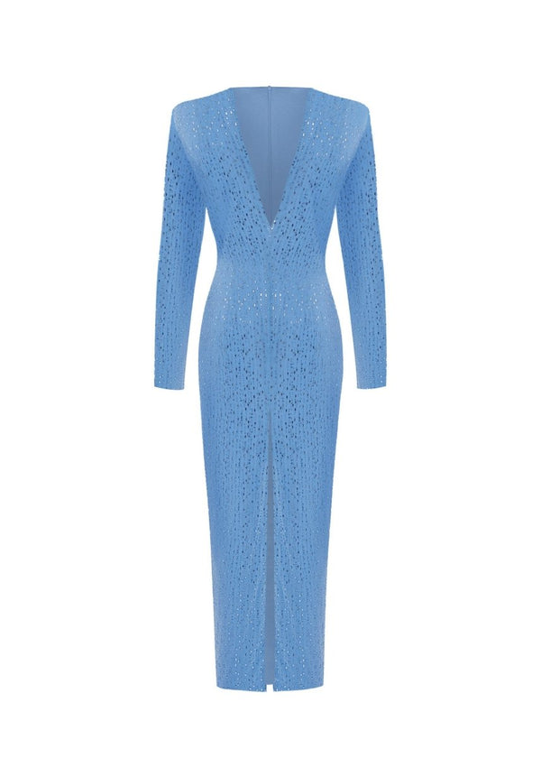 rasario Crystal-embellished chiffon midi dress blue 079DD006 – RASARIO