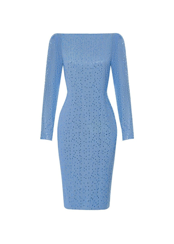 rasario Crystal-embellished chiffon midi dress with an opened back blue 078DD007 – RASARIO