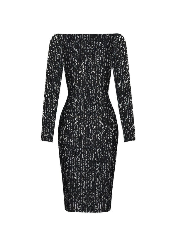 rasario Crystal-embellished chiffon midi dress with an opened back black 078DD001 – RASARIO