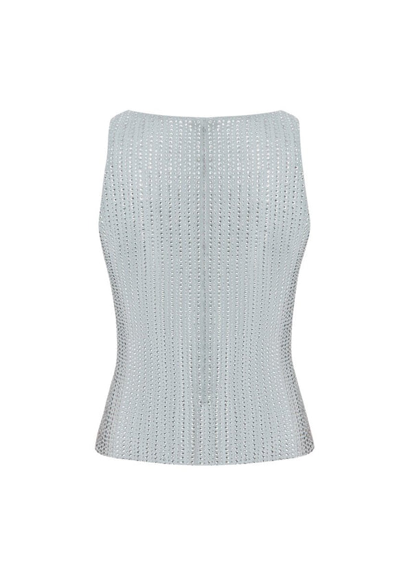 Rasario Crystal-embellished Chiffon Top Grey 080TP020 – RASARIO