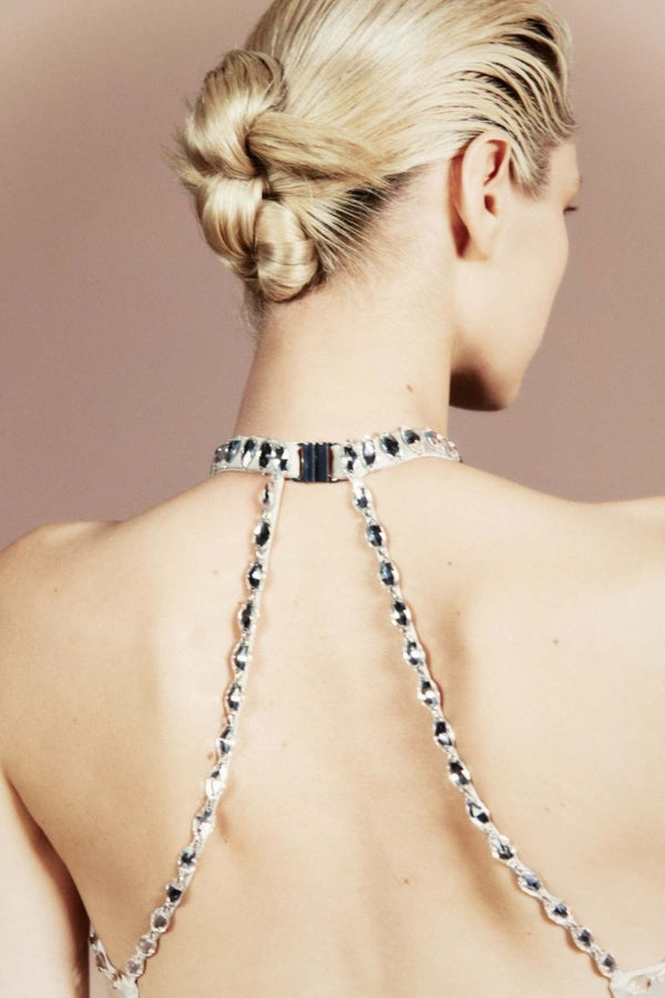 Rasario Crystal-embellished Satin Maxi Dress With Cutout Burgundy 047DX013 – RASARIO