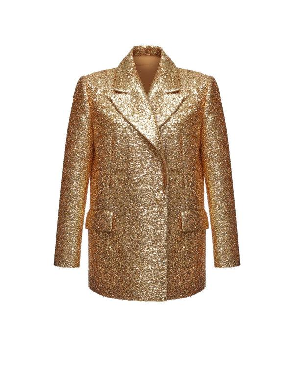 rasario Double-breasted sequined blazer gold F030A220 – RASARIO