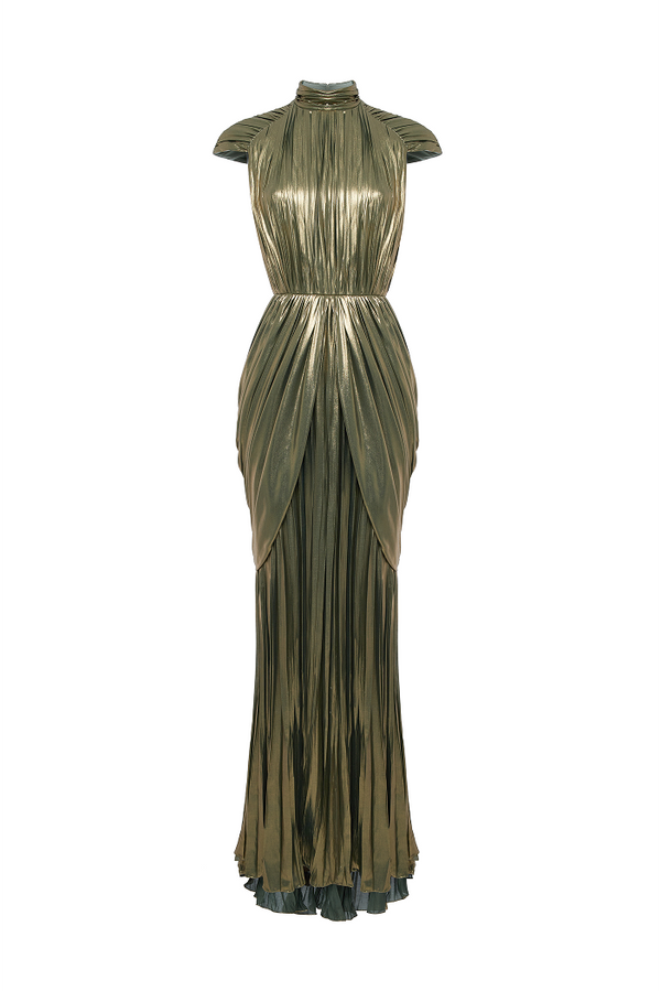 rasario Draped chiffon maxi dress olive 029DX078 – RASARIO rasario Draped chiffon maxi dress olive 029DX078 – RASARIO