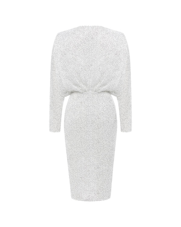 Rasario Draped Chiffon Midi Dress White 019DD002 – RASARIO