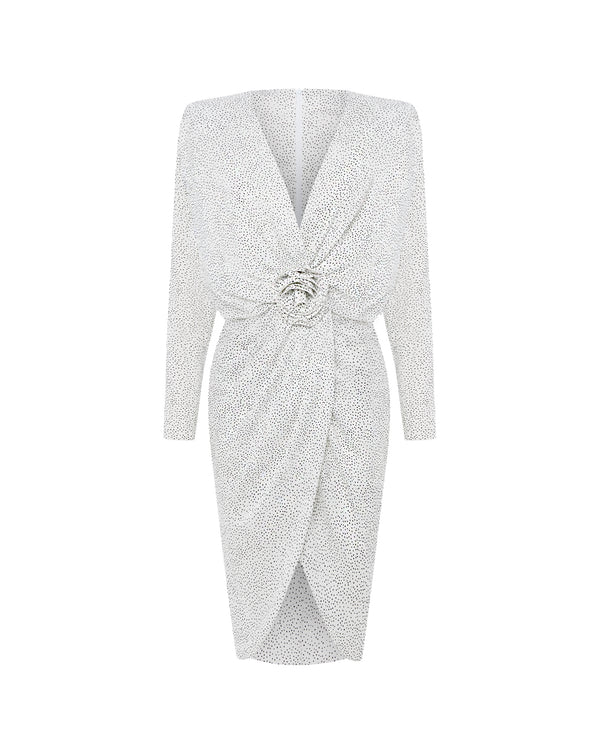 rasario Draped chiffon midi dress white 019DD002 – RASARIO