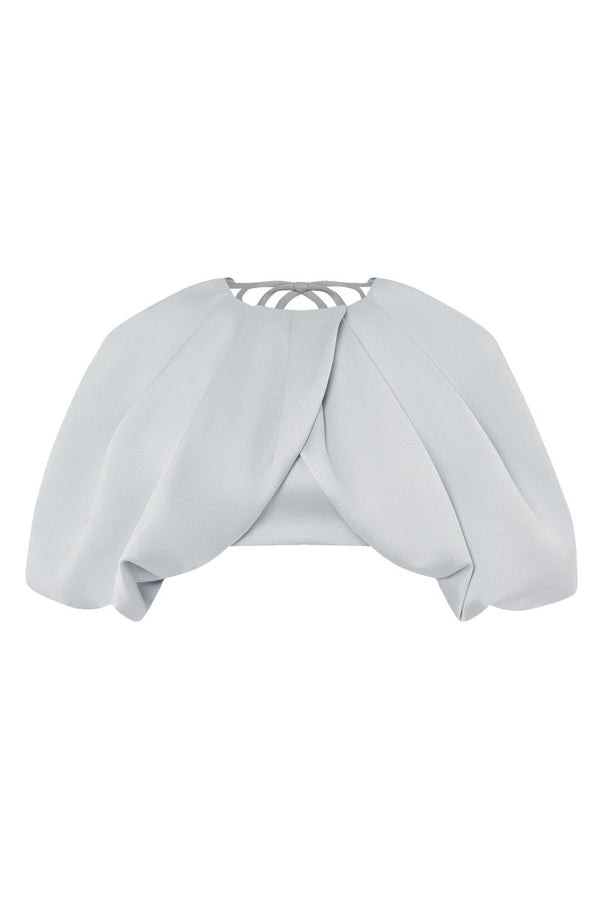 rasario Draped cropped satin top grey 081TP020 – RASARIO