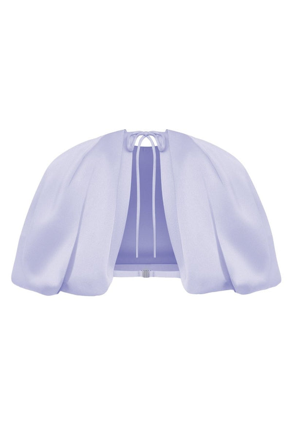 Rasario Draped Cropped Satin Top Lilac 081TP024 – RASARIO