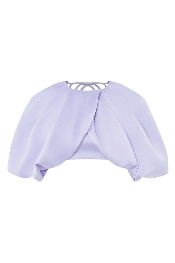rasario Draped cropped satin top lilac 081TP024 – RASARIO