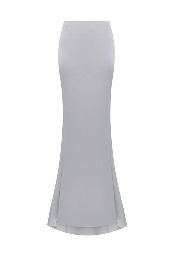 rasario Draped satin maxi skirt with a train grey 025SG020 – RASARIO