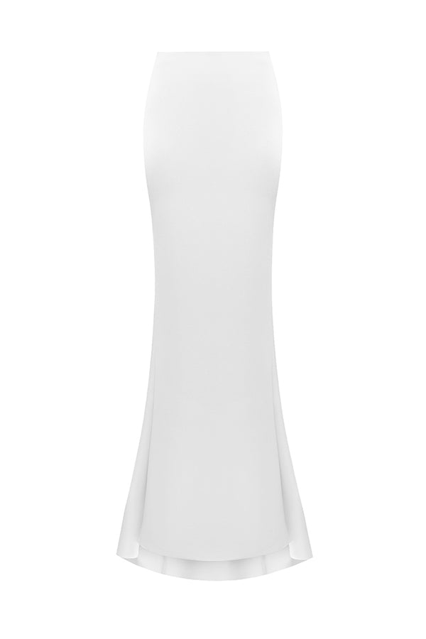 rasario Draped satin maxi skirt with a train white 025SG002 – RASARIO