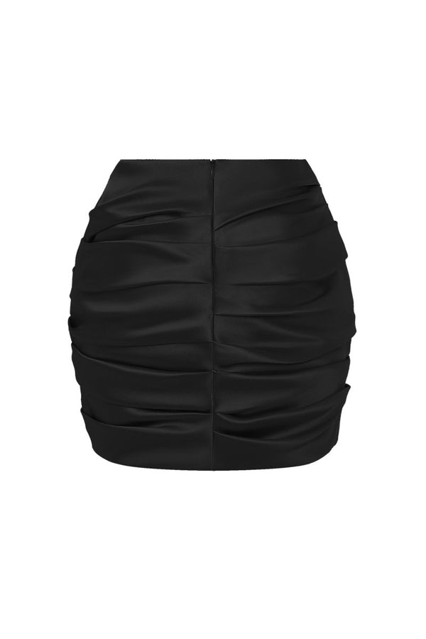 Rasario Draped Satin Mini Skirt Black 074SN001 – RASARIO
