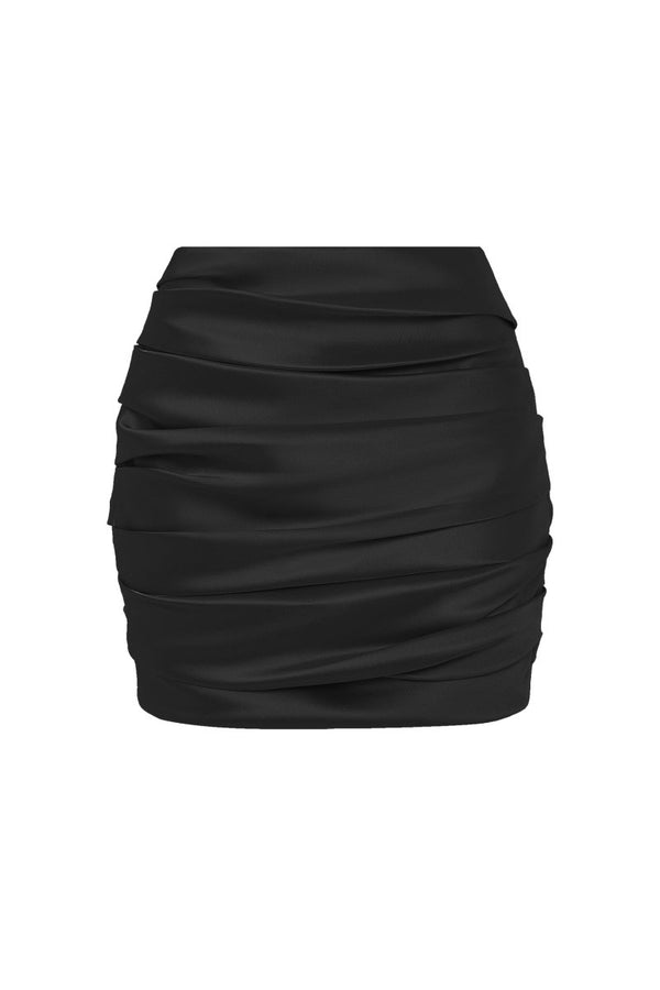 rasario Draped satin mini skirt black 074SN001 – RASARIO