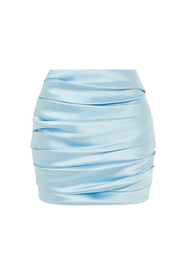 rasario Draped satin mini skirt light blue 074SN027 – RASARIO
