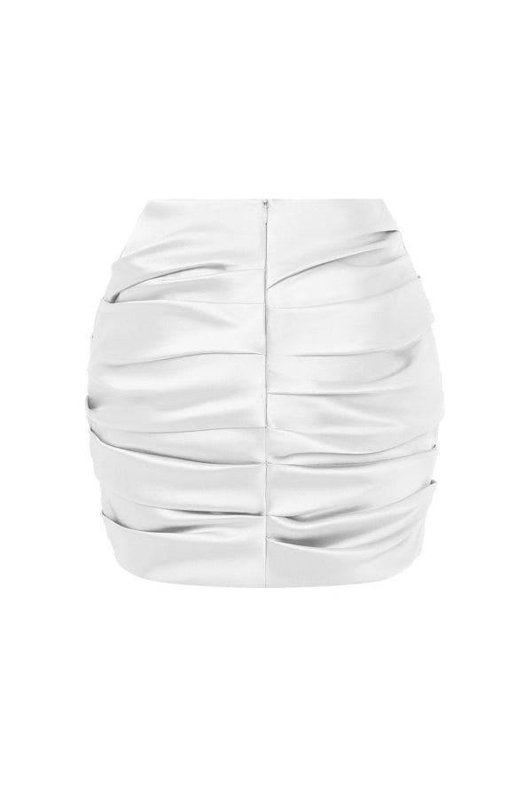 Rasario Draped Satin Mini Skirt White 074SN002 – RASARIO