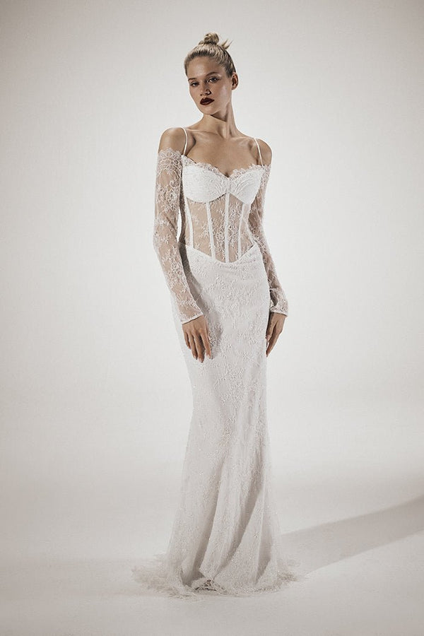 rasario Embroidered chantilly lace corset maxi dress B015X020 – RASARIO