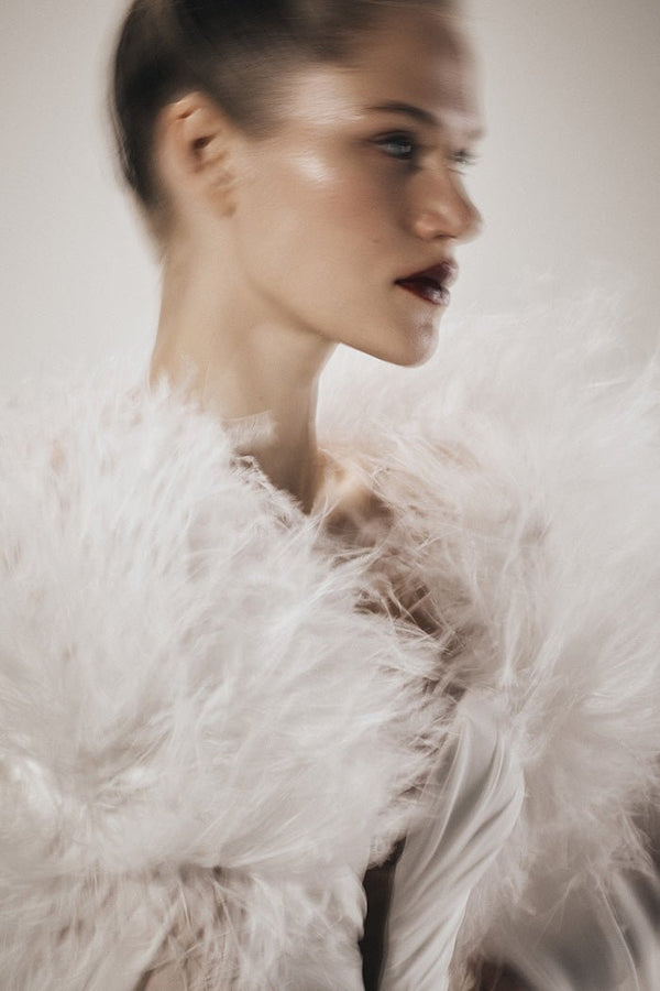 Rasario Feather-trimmed Silk Chiffon Maxi Cape B010X020 – RASARIO