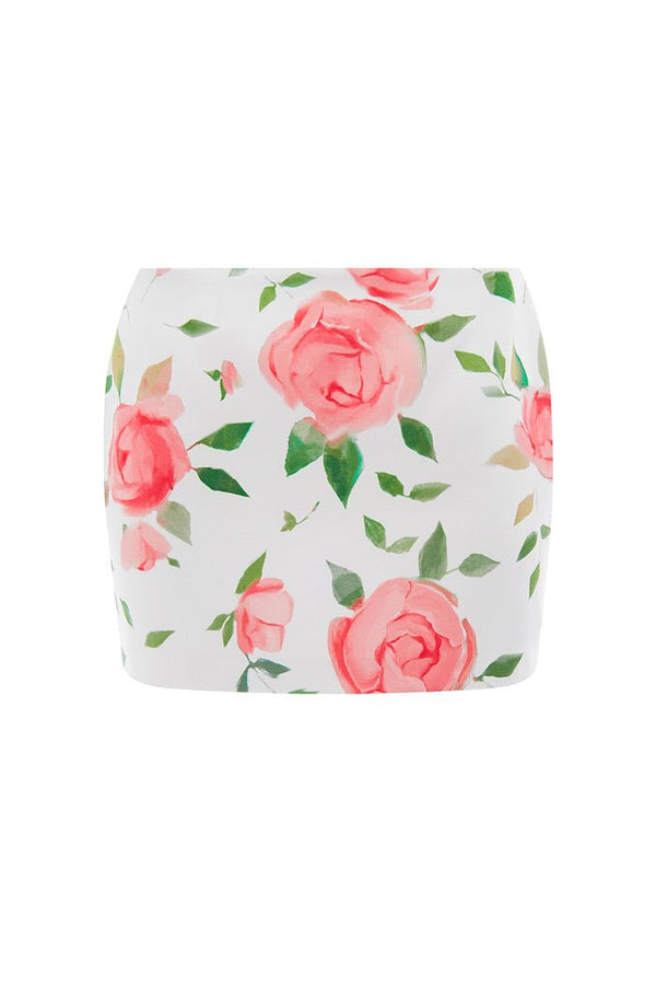 rasario Floral printed satin mini skirt light pink/white S103N620 – RASARIO