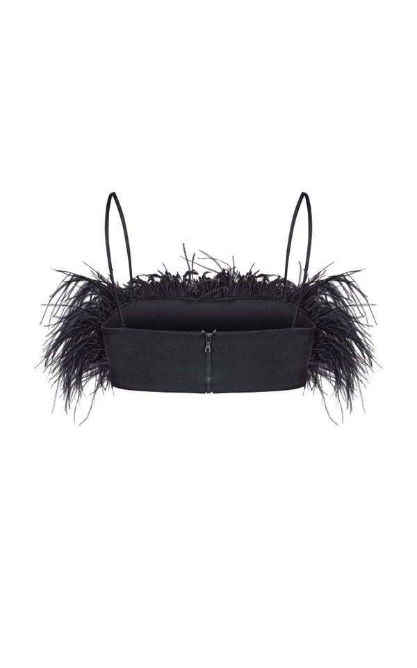 Rasario Fringe Satin Cropped Top Black P040А010 – RASARIO