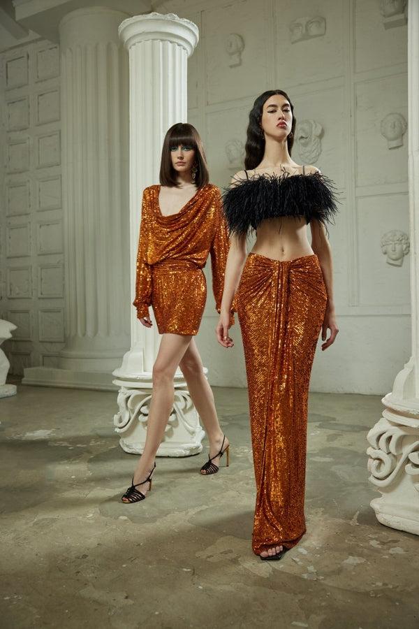 Rasario Fringe Satin Cropped Top Black P040А010 – RASARIO