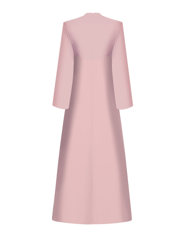 Rasario Front-slit Satin Maxi Dress Powder Pink R011X040 – RASARIO