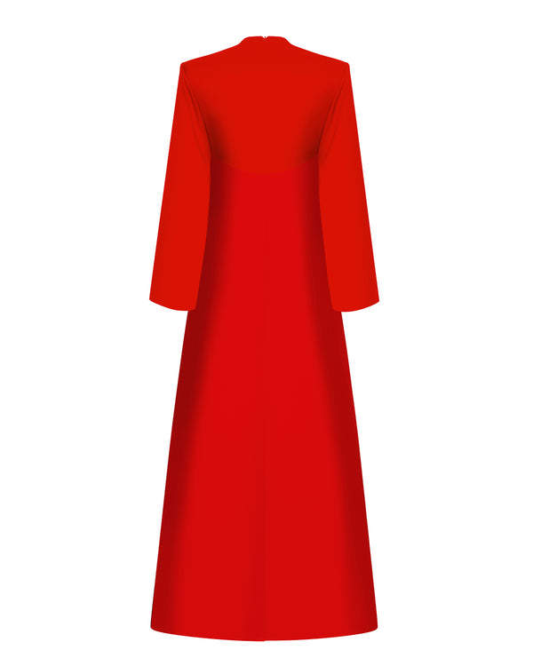 Rasario Front-slit Satin Maxi Dress Red R011X080 – RASARIO